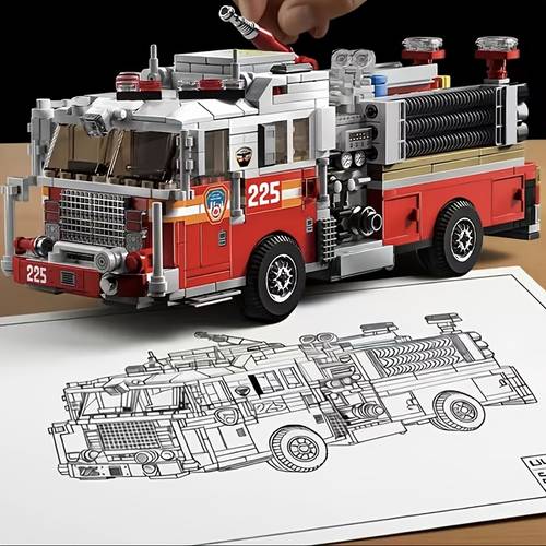 immagine dell'articolo set di costruzioni da 1052 pezzi camion dei americano set auto dei di set giocattolo dei veicolo giocattolo per bambini materiale abs regalo di compleanno regalo di natale