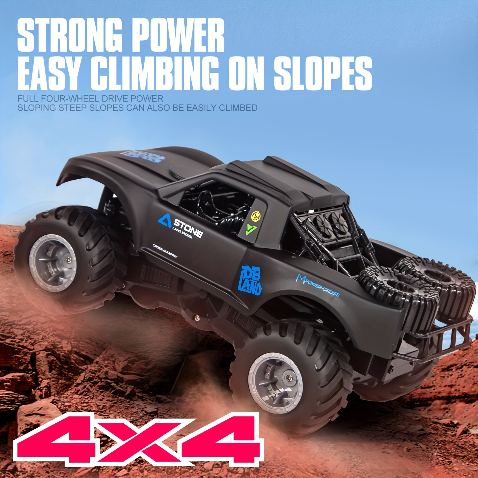 Two Batteries Amphibious RC Off-road Vehicle - Four-wheel Drive High Horsepower Drift 360 Degree Stunt Big Tire Remote Control Climbing Car Rally Racing Car - For Boys Aged 6-12 - Perfect Christmas Gift