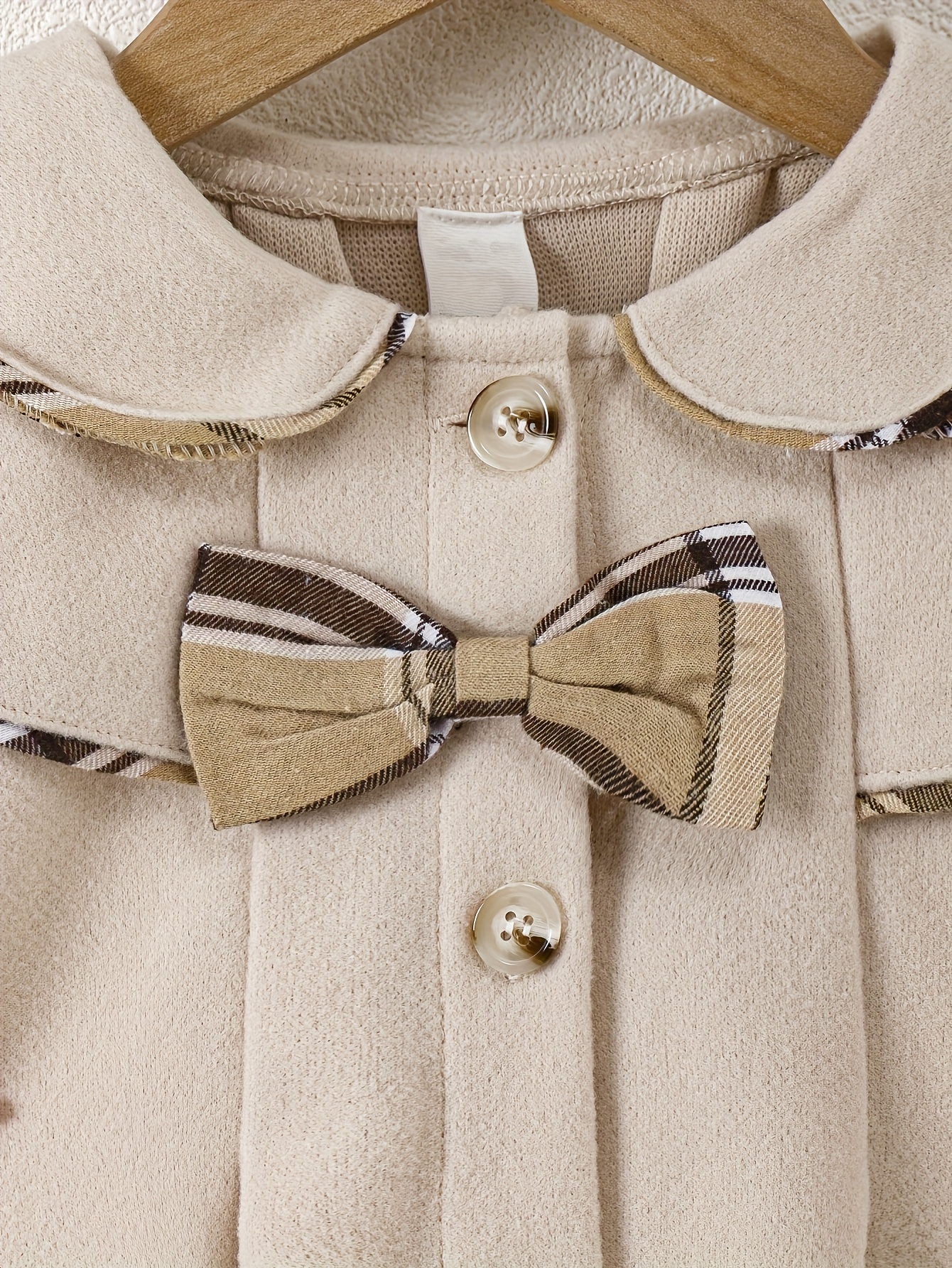 Girls' Elegant Bow-Tie Shawl Collar Long-Sleeve Coat