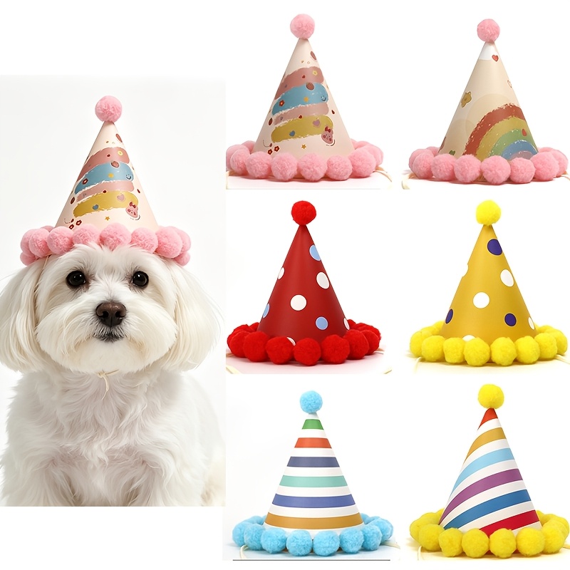 TEMU Set di 6 a Pom- (13,5 cm / 5,31 pollici), decorativi colorati per compleanno per animali di peluche, cani, e adulti, ottimi oggetti di per foto