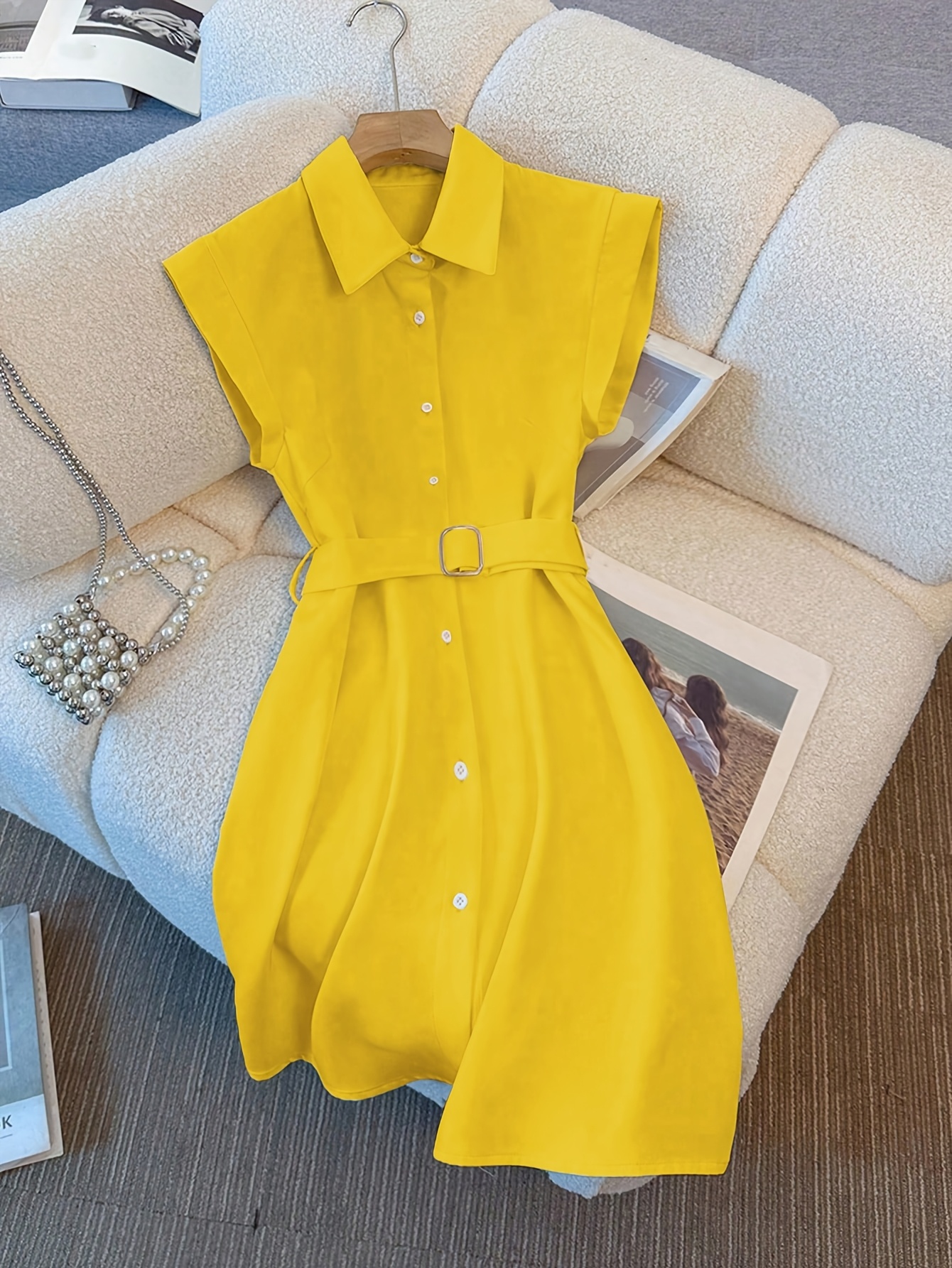 casual yellow dress sold on Temu United States