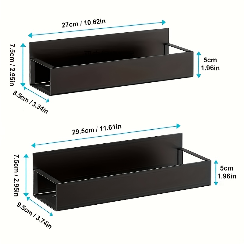 1/2pcs Magnetic Side Storage Rack Set For Fridges & Washing Machines - Easy No-drill Installation, Sleek Black , Wall-mounted Spice Organizer