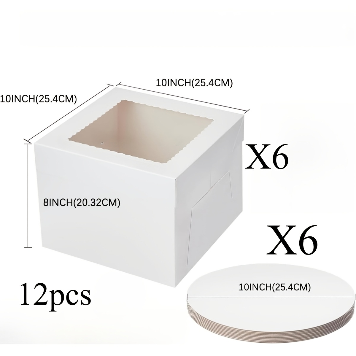 12pcs (12-copy) 10-inch Boxes With Boards - Bakery Dessert Boxes Suitable For Wedding, Birthday, Cakes, Pies, - Elegant Window Display