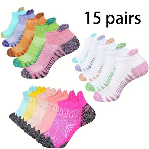 15 pairs ankle sports socks polyester fabric with 5 spandex label design low cut for running casual wear