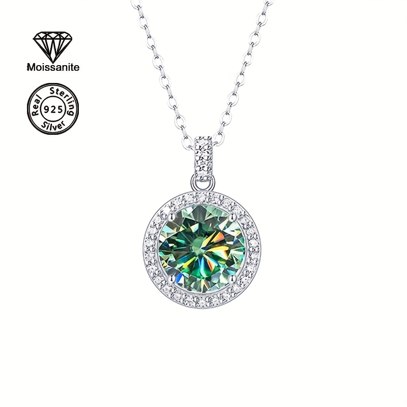 Women's 925 Sterling Silver Green Pendant Necklace