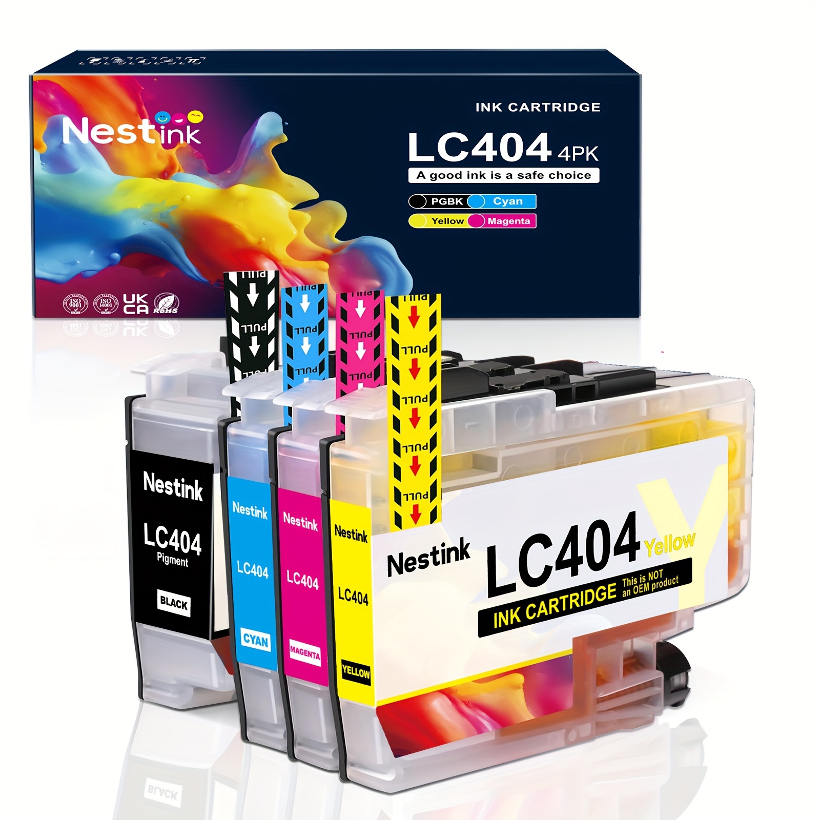 

4 Pack Compatible Ink Cartridges Replacement For Brother Lc 404 Lc-404 Lc404bk To Use With Mfc-j1205w Mfc-j1215w (4-pack, Black Magenta Yellow)