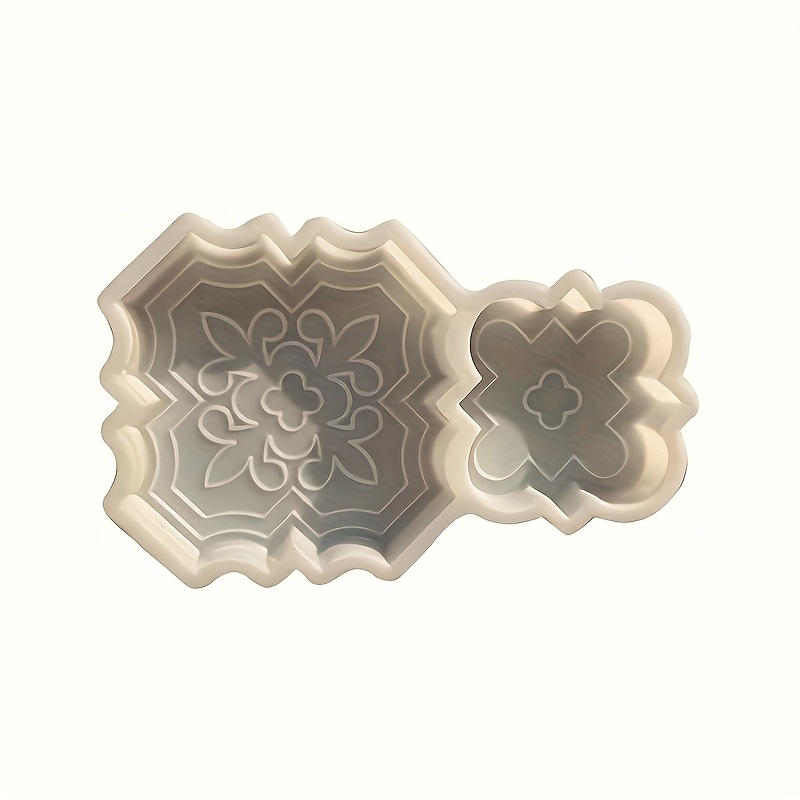 2/4pcs Beautiful Plastic Molding Large Paver Concrete Mold Concrete Mold Cement Mold, Plastic Brick Mold Concrete Mold Stone Paver Mold, Making Large And Small "lily Flower" Type Interlocking Stones