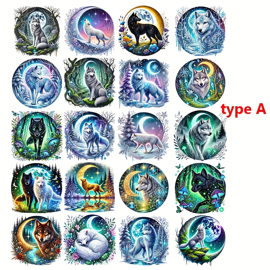 TEMU A Set Of Mystical Wolf-themed Stickers Designed For Journals, Featuring A Round Woodland Moon Wolf Pattern. Aesthetic Stickers Are Self-adhesive