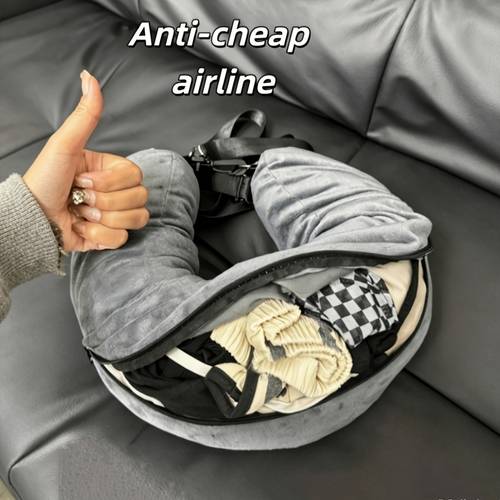 low cost u shaped filling clothing portable travel long distance flight storage u shaped pillowcase empty bag soft velvet travel pillow filled with clothing luggage or other items multifunctional outdoor u shaped portable headrest