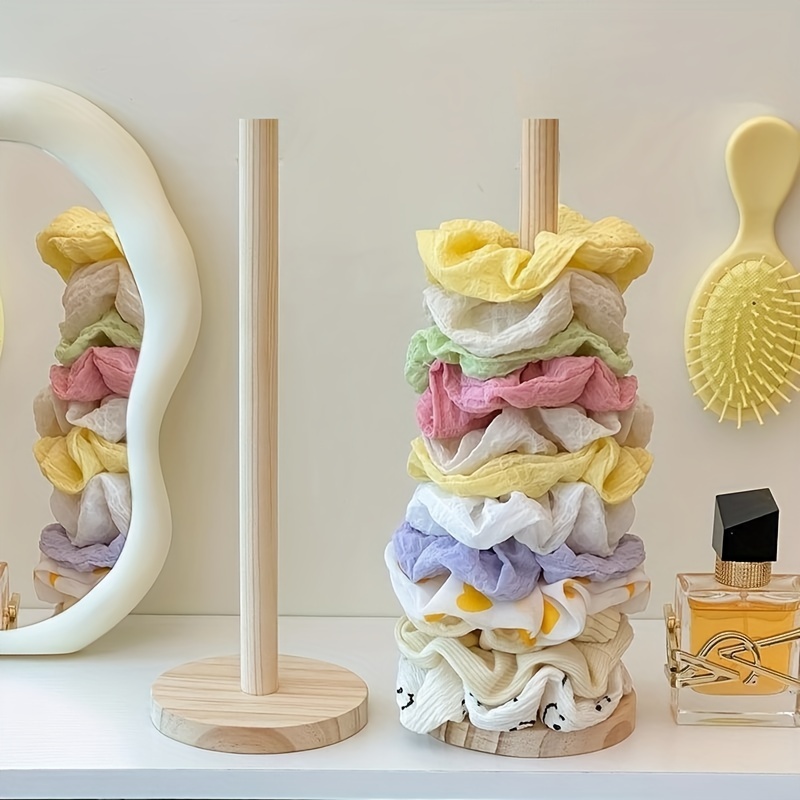 

High-quality Wooden Hair Accessory Organizer - Scrunchie & Clip Display Stand With Mirror, 's Room Decor, Cute Hair Clips