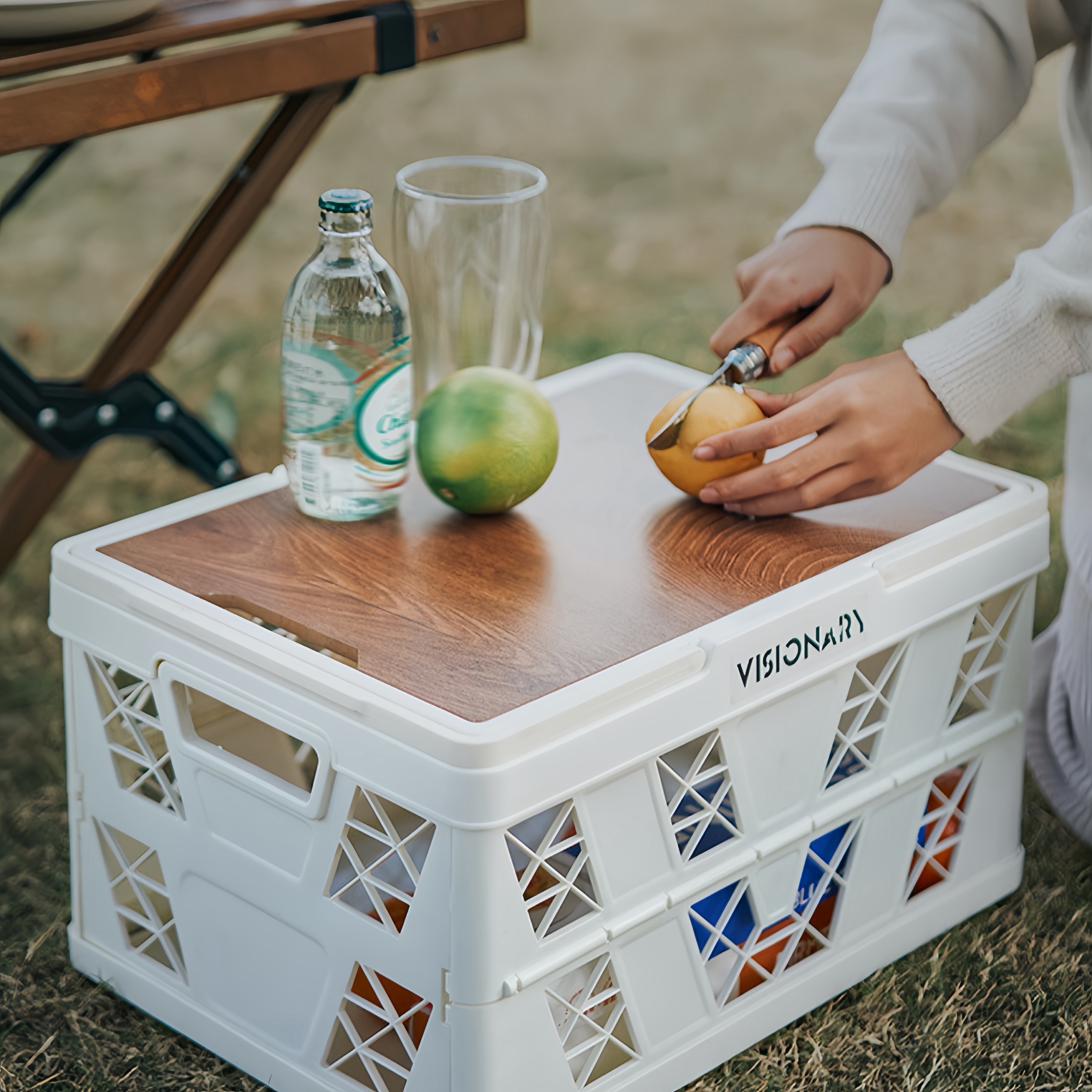 Outdoor Camping Storage Box Sit Fold Portable Basket - Temu