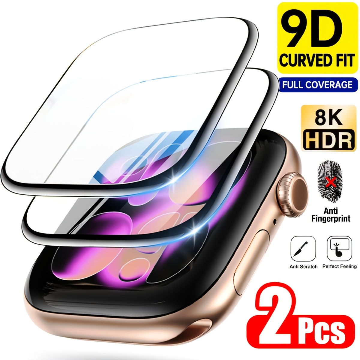 2pcs Full Coverage Scratch Resistant Screen Protectors TPU Protective Compatible with Apple Watch Series Ultra 3, Series 11/10/9/8/7/6/5/4/SE3, Suitable for Ultra 49mm 45mm 40mm 42mm 41mm 38mm, HD Screen Protector, Scratch And Rub Resistant