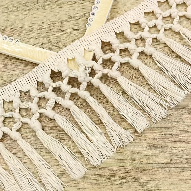 TEMU 71.65 Pulgadas Cortinas de sofá de encaje con borlas trenzadas estilo a , mantel de lujo con , ropa de costura, decoración