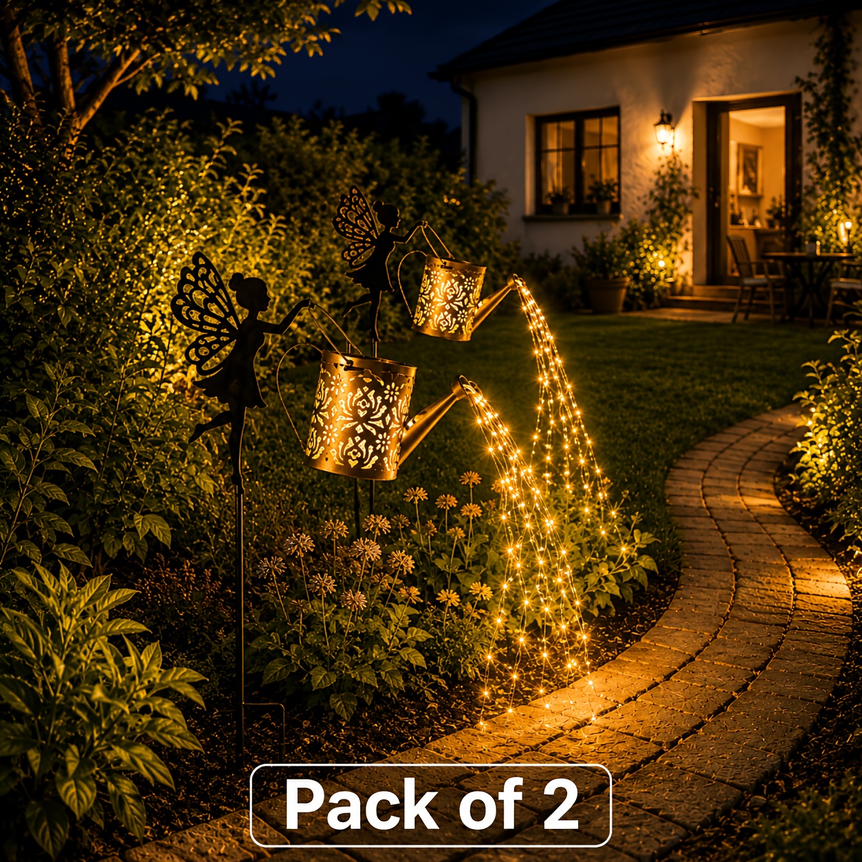 TEMU Annaffiatoio Solare da Esterno con Ganci, Luci Solari da Giardino a Forma di Fata IP44, Lanterne Solari Sospese, Luci LED a per Balcone Patio