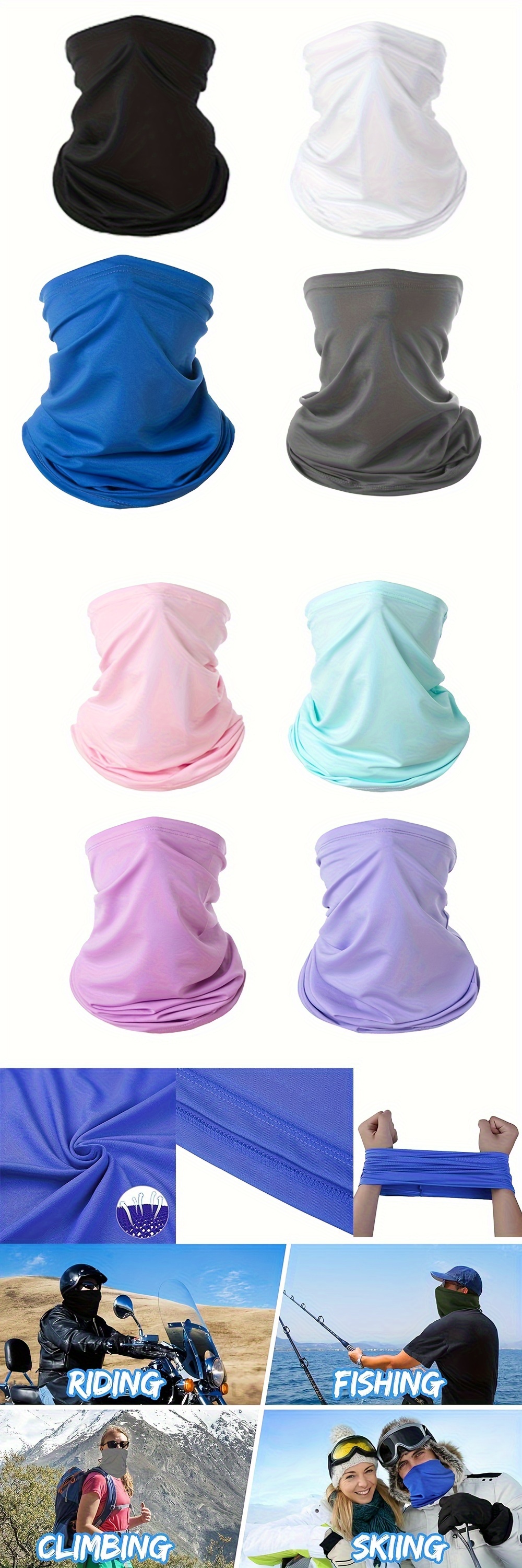 4pcs Face Cover Neck Gaiter Masks Dust Protection Sun Cooling Scarf For Men Women Riding Running Fishing details 0