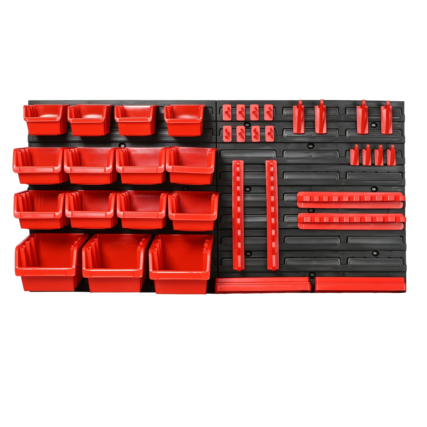 TEMU Heavy-duty Wall-mounted Tool Organizer Shelf - Multi-compartment Storage Rack With Plastic Shelves, Hanging Boards & Hooks For Garage, Workshop