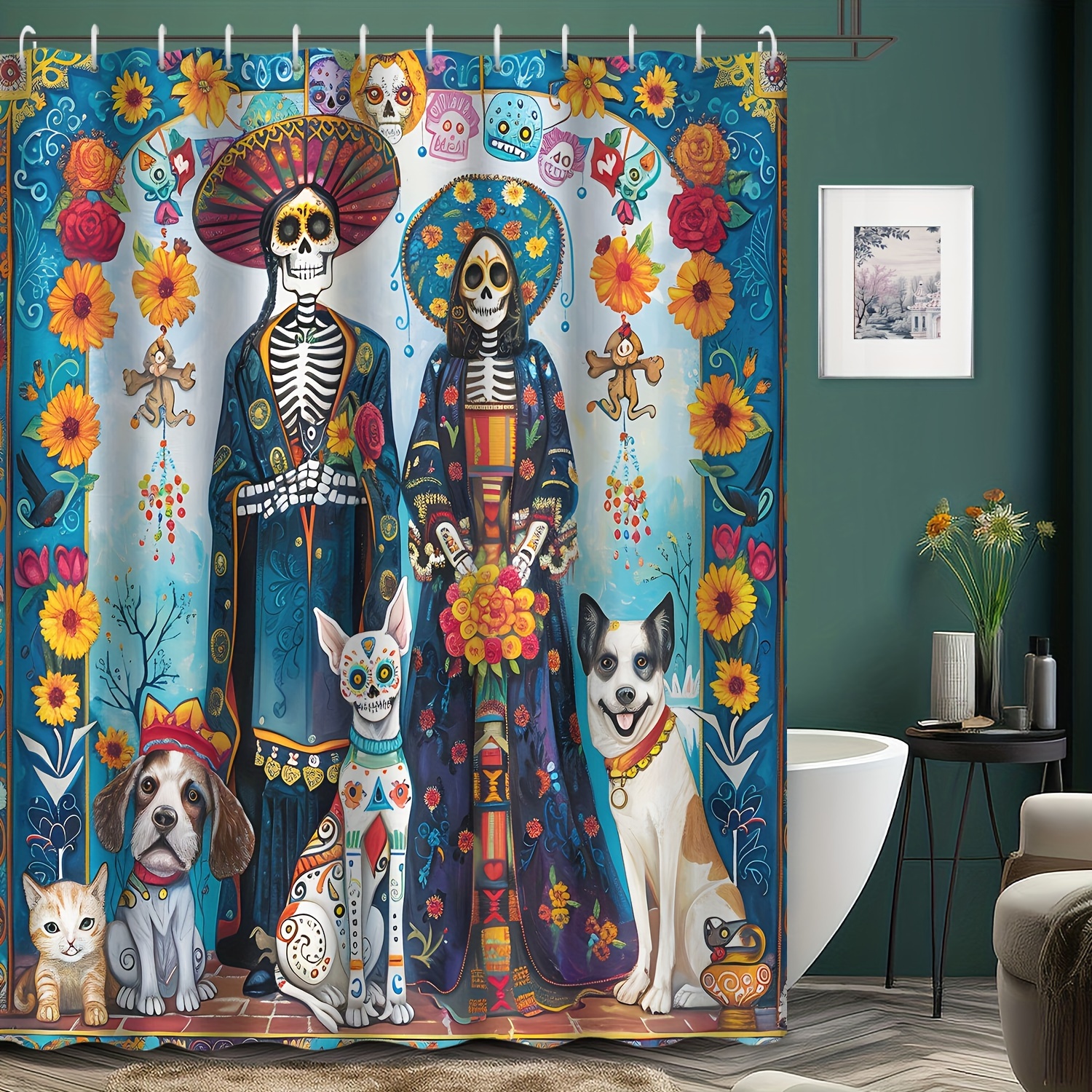 

1pc Cat And Dog Curtain, Polyester Curtain 12 , Printed Apartment Bathroom Curtain Hanging Decoration 72inch*72inch