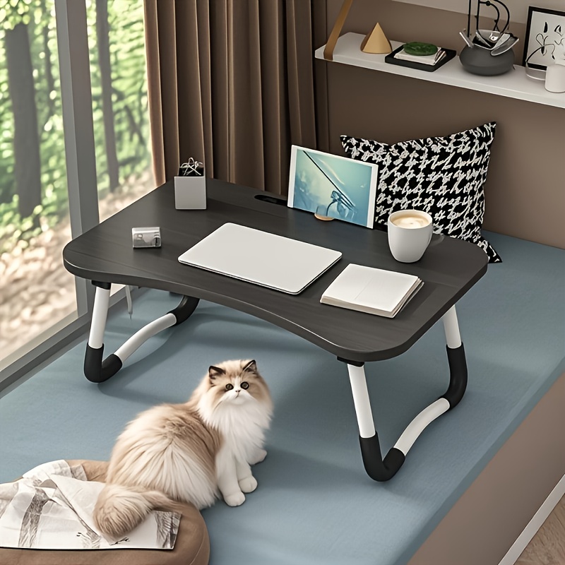 1pc customizable logo & motivational quote ultra-thin space-saving folding bed table with anti-tip design - sturdy metal frame lightweight laptop desk, suitable for laptops, reading, bed snacks -    , home offices, and   spaces Product details 3