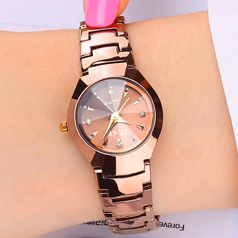new womens watch luxury watch round small pointer steel band quartz watch suitable for daily decoration Product details 4