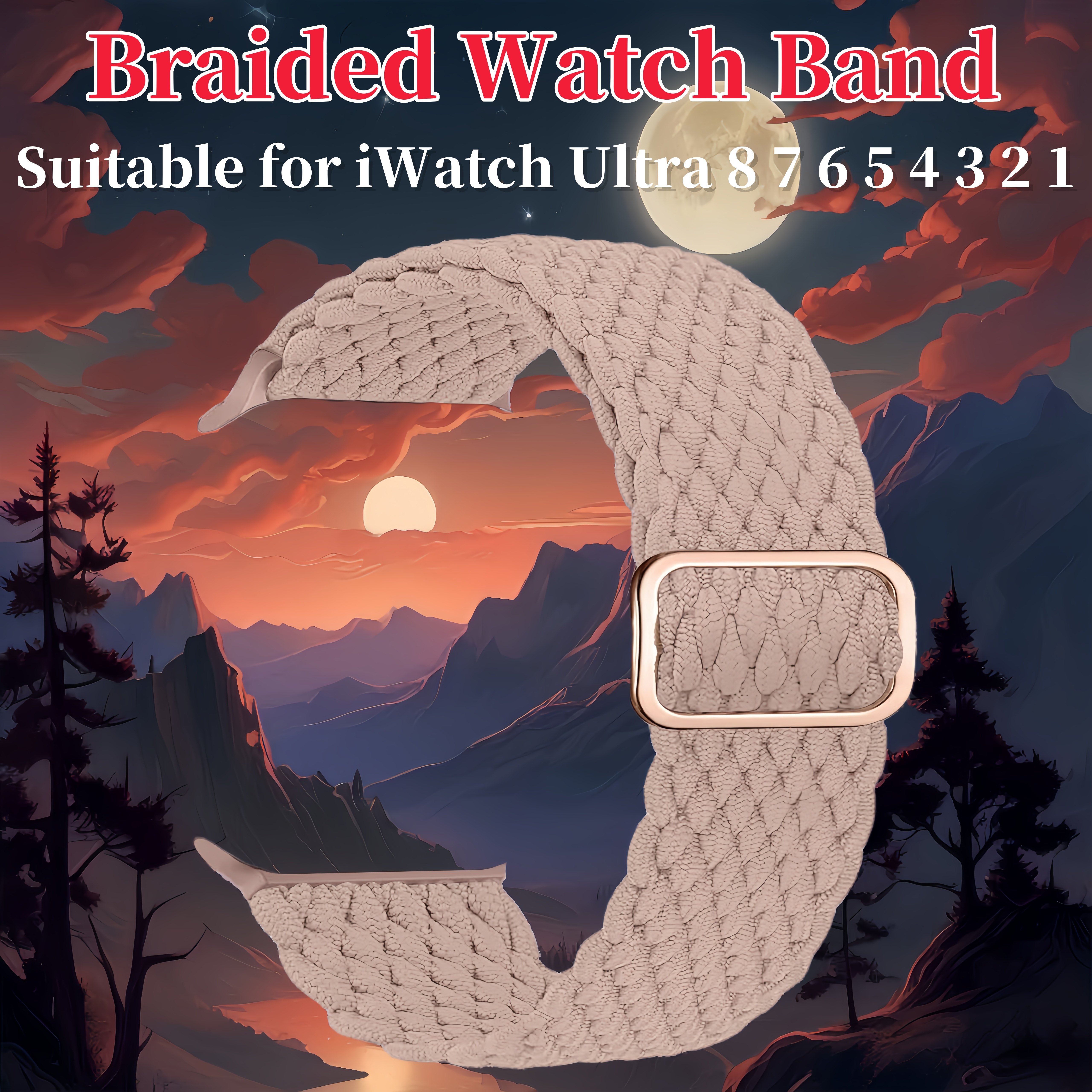 

1pc Braided Stretchy Solo Loop Compatible For Iwatch Band 38mm 40mm 41mm 42mm 44mm 45mm 49mm For Women Men, Nylon Elastic Straps Wristbands For Iwatch Series 9 8 7 6 Se 5 4 3 2 1 Ultra Ultra 2