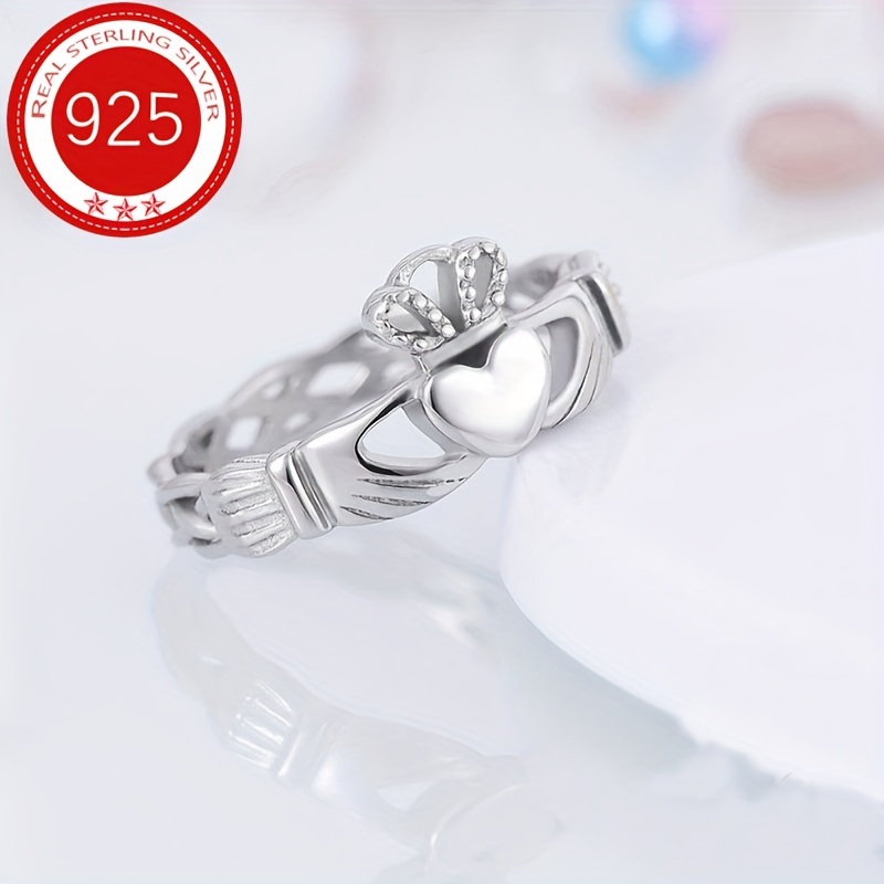 

S925 Silver Wide-brimmed Heart Ring, Men's Fashion Hip-hop Finger Ring, Valentine's Day Gift