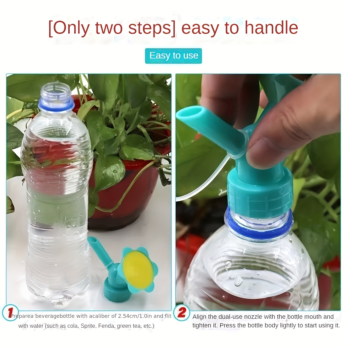 Dual-Use Watering Nozzle - Fits Soda & Beverage Bottles, Ideal for Flowers &, Thread, Random Color