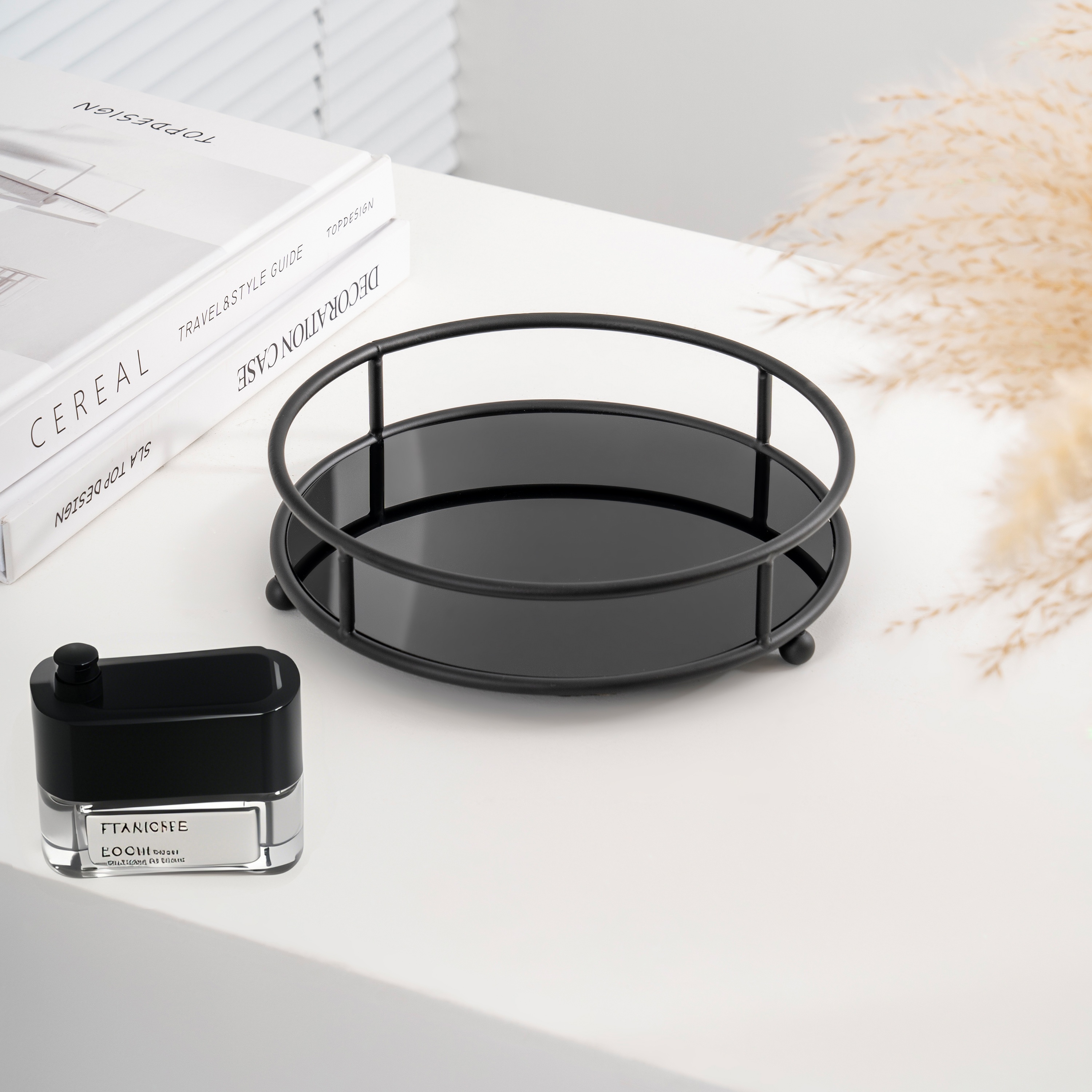 Image of Multi-functional Circular Storage Tray: Organizer For Jewelry, Keys, With A Mirror Lid - Suitable For Home, Bathroom, Kitchen, Cafe, And Parties (nordic Metal)
