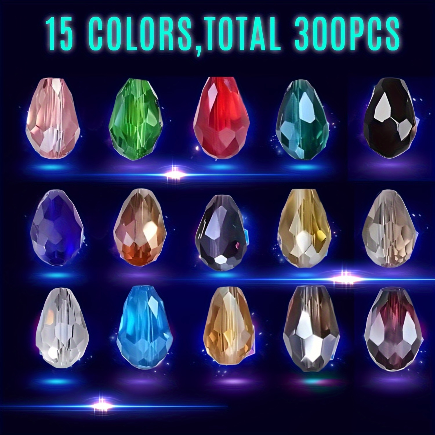 

300 Pcs Crystal Beads, 12mm Large Ab Crystal Faceted Long Teardrop Beads