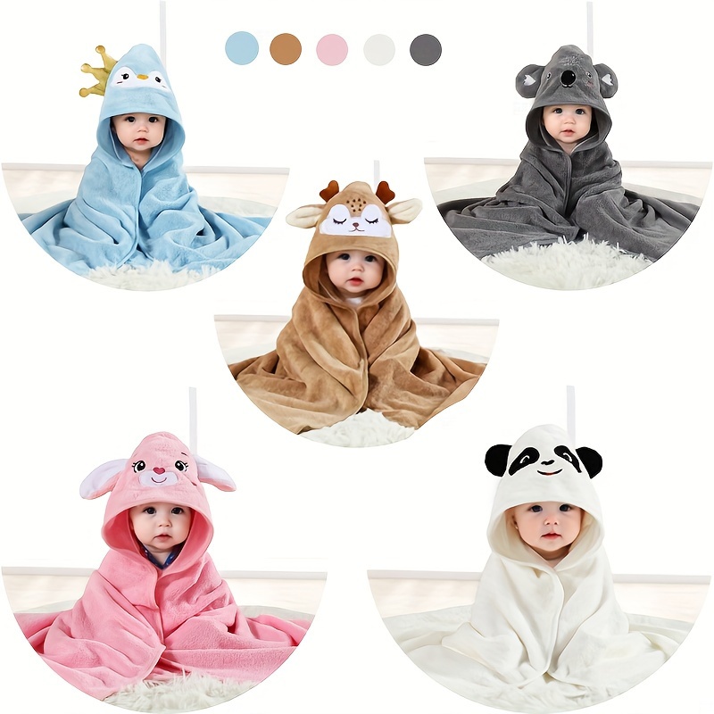 

Soft & Absorbent Baby Bath Towel With Cute Animal Design - Hooded, Breathable Polyester, Perfect For Naps, Swaddling & Stroller Covers, Machine Washable - 31.5"x31.5