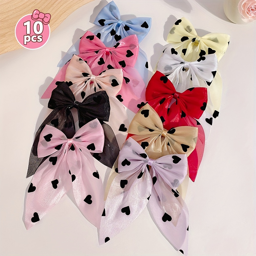 TEMU 10 Pcs Print Hair Set, Bowknot Barrettes, Fashion Accessories For And Adults, On Hair,