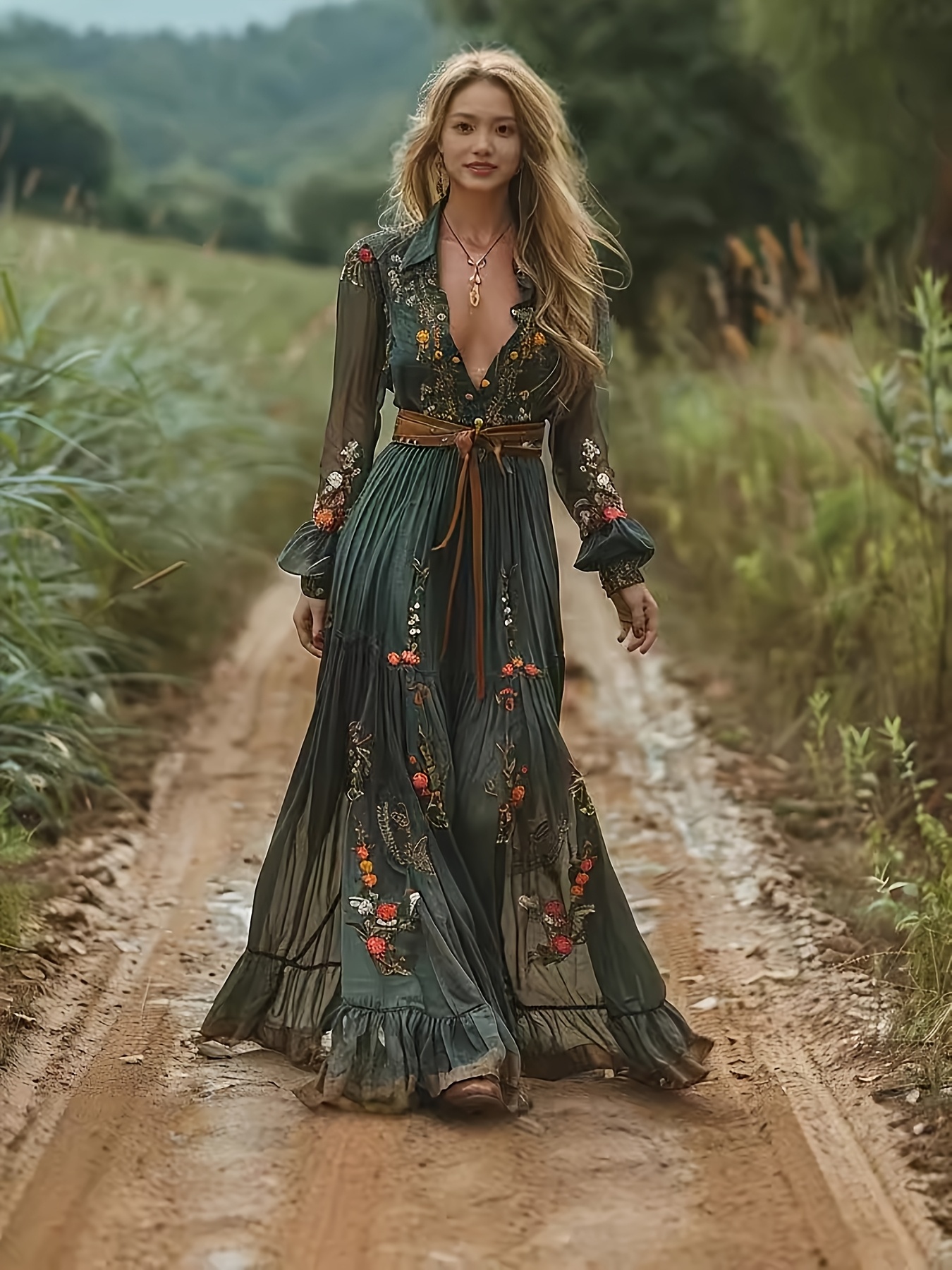 princess polly baby blue dress long boho dresses main image 1