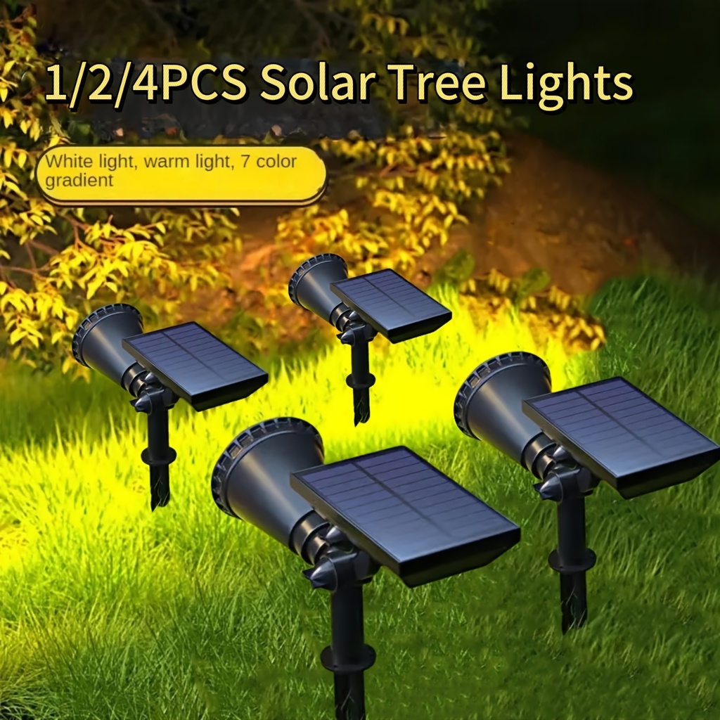 1 2 4 sets of solar landscape lights outdoor led spotlights 18 leds with   dimming ip44 intelligent light control automatic night lighting suitable for courtyards lawns flower beds and billboard lighting landscape trees