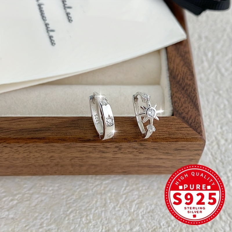Women's S925 Silver Asymmetric Hoop Earrings, Trendy Design