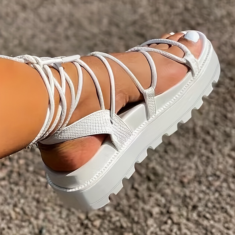 White lace up flatforms hotsell