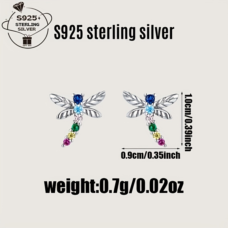 Women's 925 Silver Colorful Dragonfly Inlaid with Synthetic Zirconia