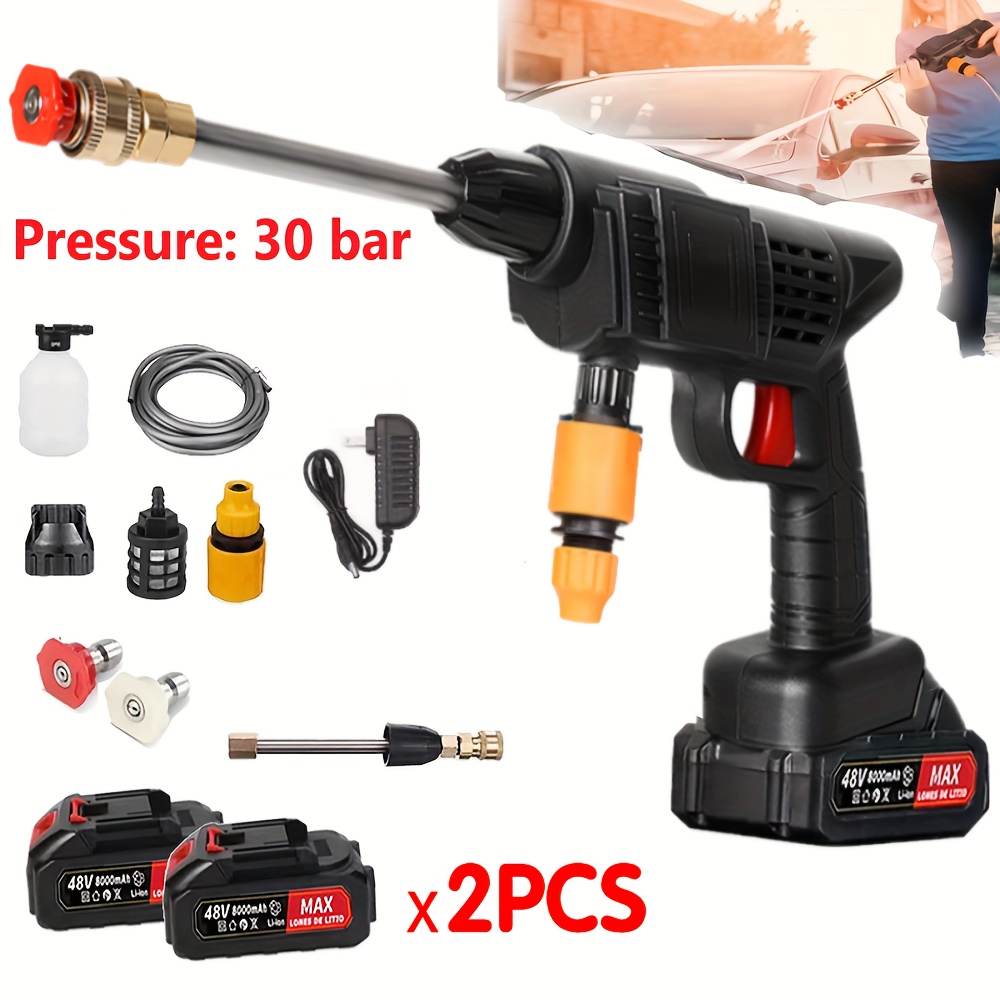 TEMU 300w Cordless High-pressure Car Wash Gun With Dual Batteries - 13pcs High-pressure Washer Set For Car/fence/siding Cleaning,
