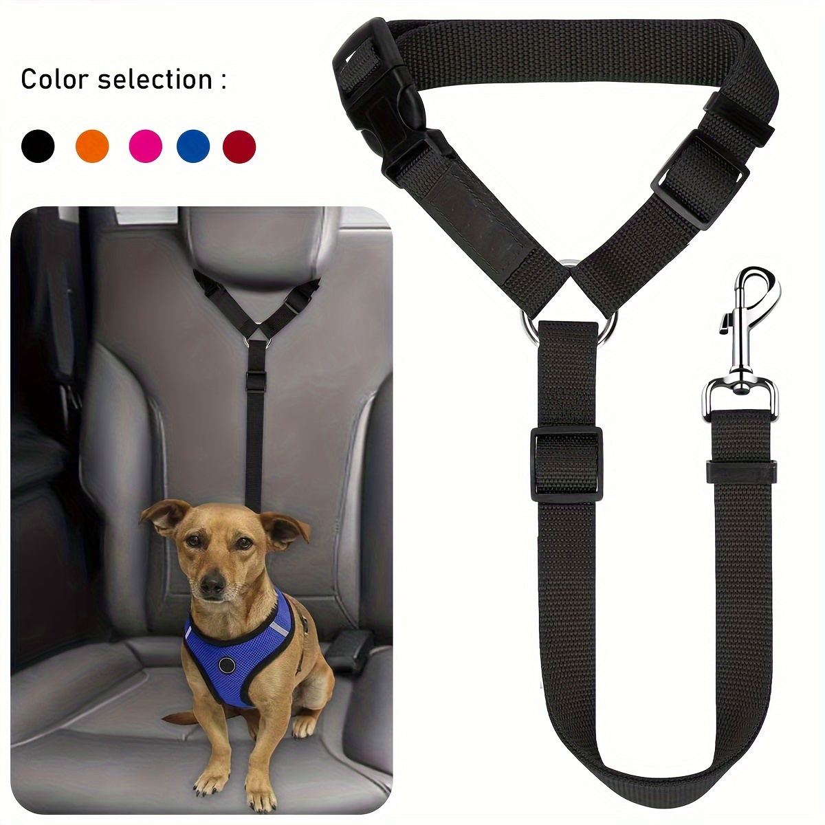 

Nylon Adjustable Vehicle Harness For Dogs With Multi-function As Car Safety Seat Belt And Walking Leash, Machine Washable, Diverse Patterns Available