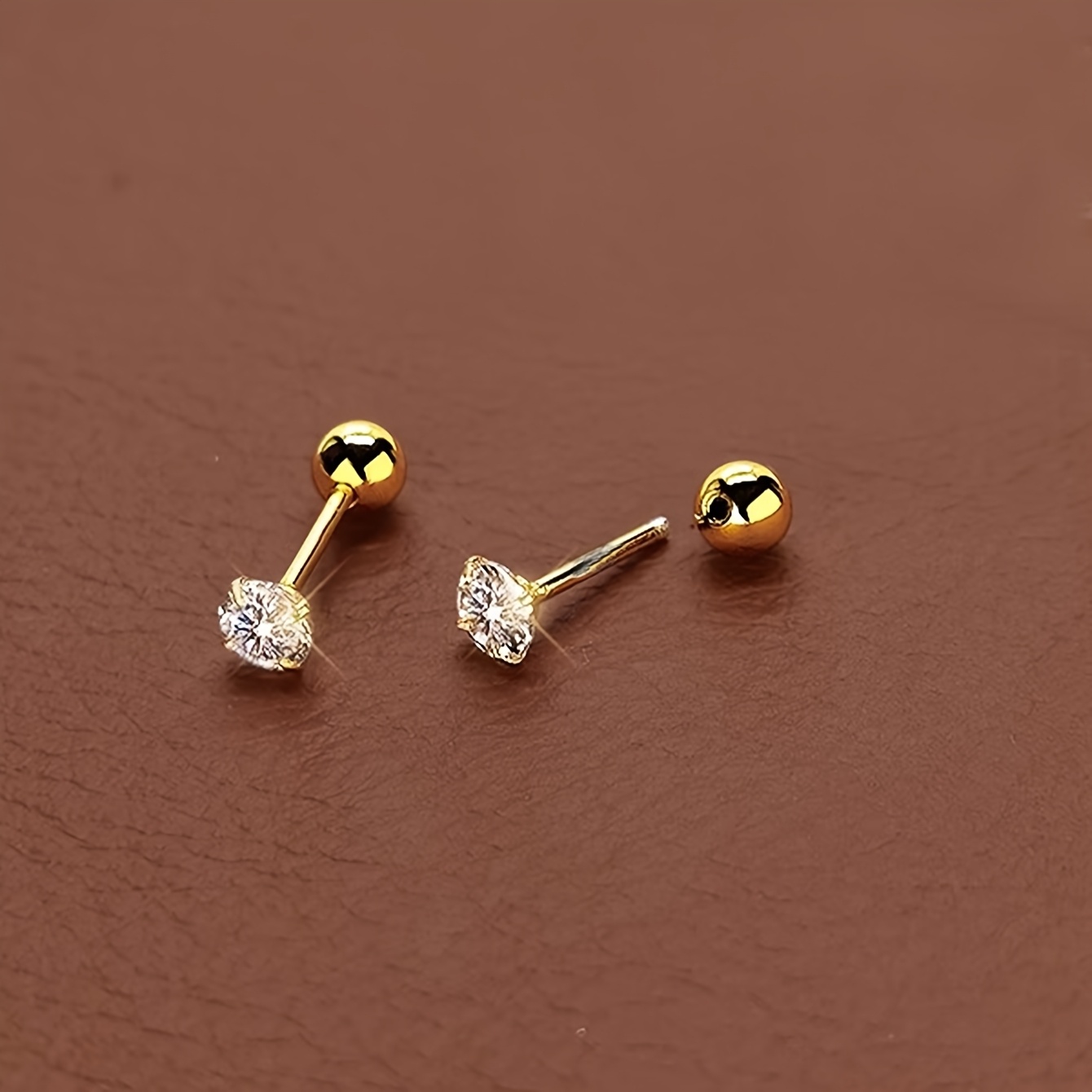 Retro Stainless Steel Ear Stud Set with Zirconia Inlay