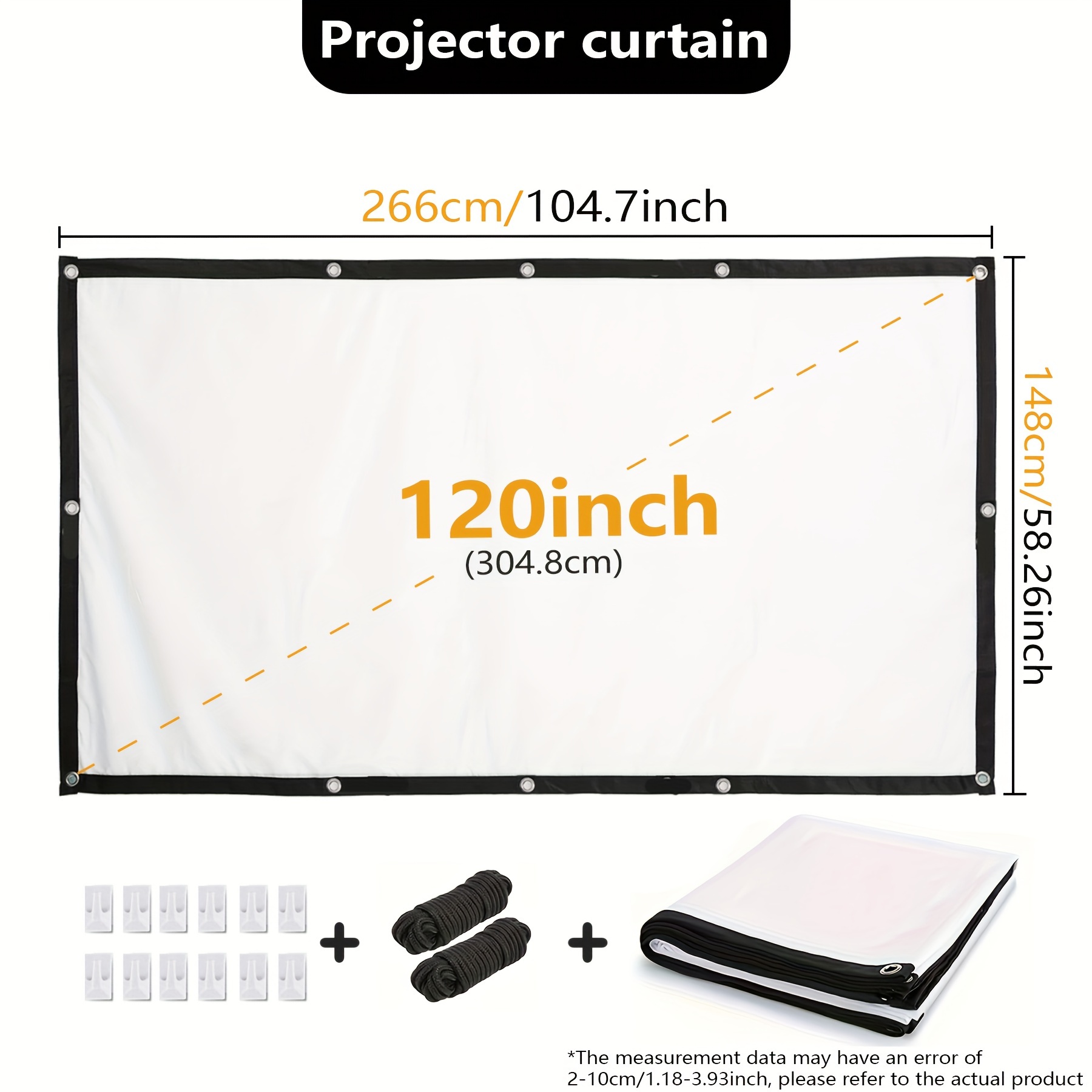 Image of 120-inch 4k Projector Screen, Movie Projection Screen 16:9 Foldable, Washable, Portable Anti-wrinkle Indoor And Outdoor Double-sided Projection Screen, Suitable For Home, Party, Office, Classroom