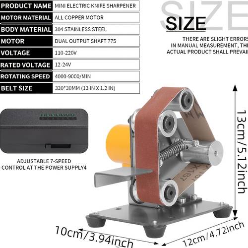 mini belt sander electric diy 7 adjustable speed control small grinder sharpener polisher machine 110v with 10 belts for knife making wood metal working handcraft