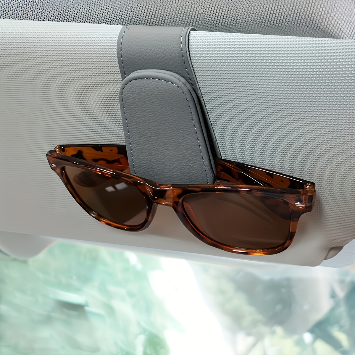 Magischer Brillenhalter für die Autosonnenblende – PU-Leder-Brillenklemme und Ticketclip – praktisch zur Brille-Befestigung