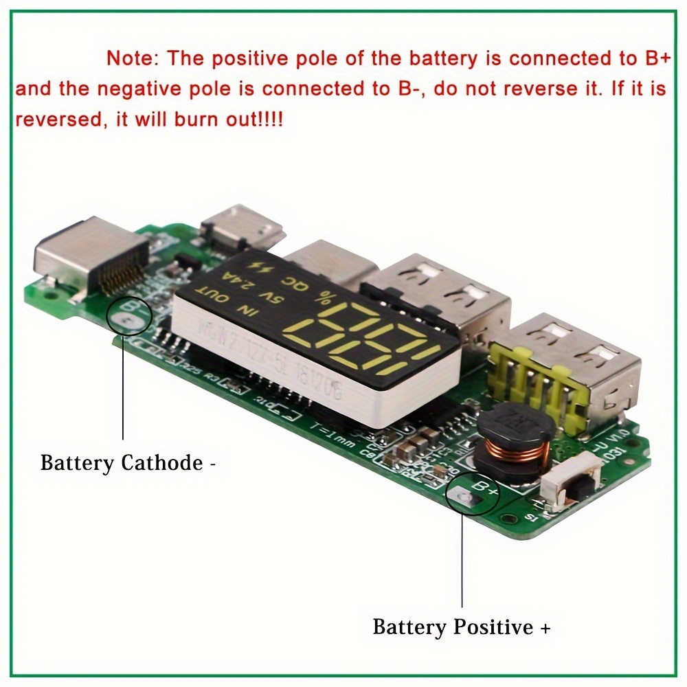 1pc/4pcs, placa de carga 18650 con usb 5v 2.4a de energía móvil, placa cargadora de batería de litio 18650, con protección contra sobrecarga, sobredescarga y cortocircuito, placa de energía usb diy, 3 puertos de carga detalles 2