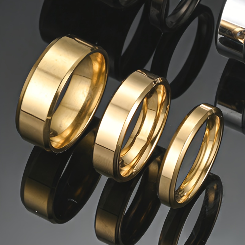 TEMU 3pcs Set Of 4/6/8mm 304 Stainless Steel Rings, Featuring A Fashionable, Elegant, And , Perfect For Daily Wear, , Dates, Or Anniversary Gifts