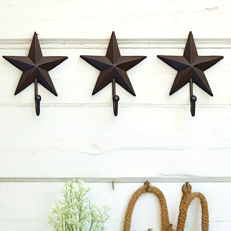 

Set Of 3 -pointed Star Wall Hooks, Suitable For Hanging Clothes, Towels, And Mugs.