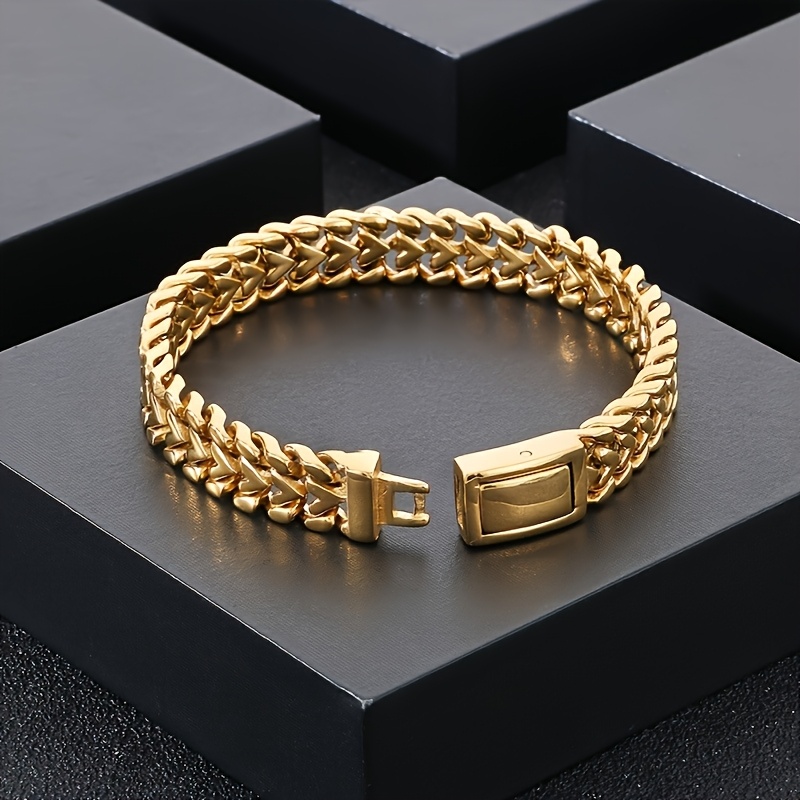 Men's Vintage Style 18K Gold Plated Heart Bracelet Set