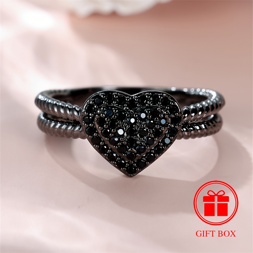 ★SENTIMENTS★ NO.560 [BLACK] HEART CUBIC RING Black Heart Ring - Silver (925) – VIVID GLAM CO.