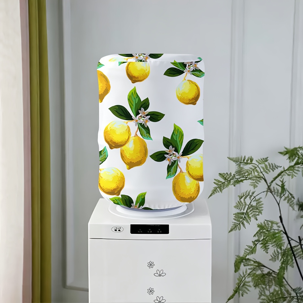 TEMU 1 funda antipolvo para dispensador de agua, funda de poliéster con estampado de limón y frutas para botella de agua, funda elástica de tela para