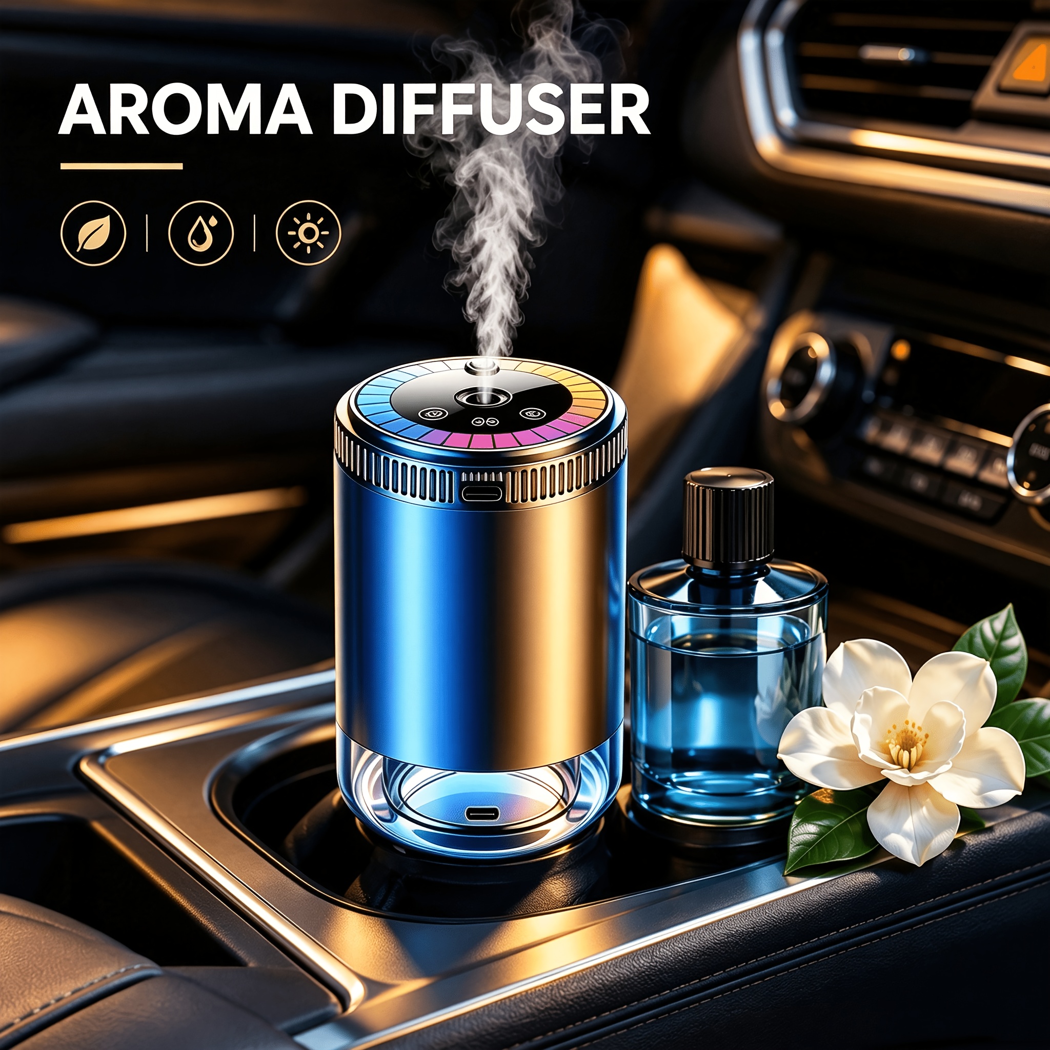 TEMU 260ml Essential Oil Sold Separately, Car Air Freshener, Car Diffuser Humidifier With Colorful Lights - Usb Rechargeable, Car Accessories, Cars,