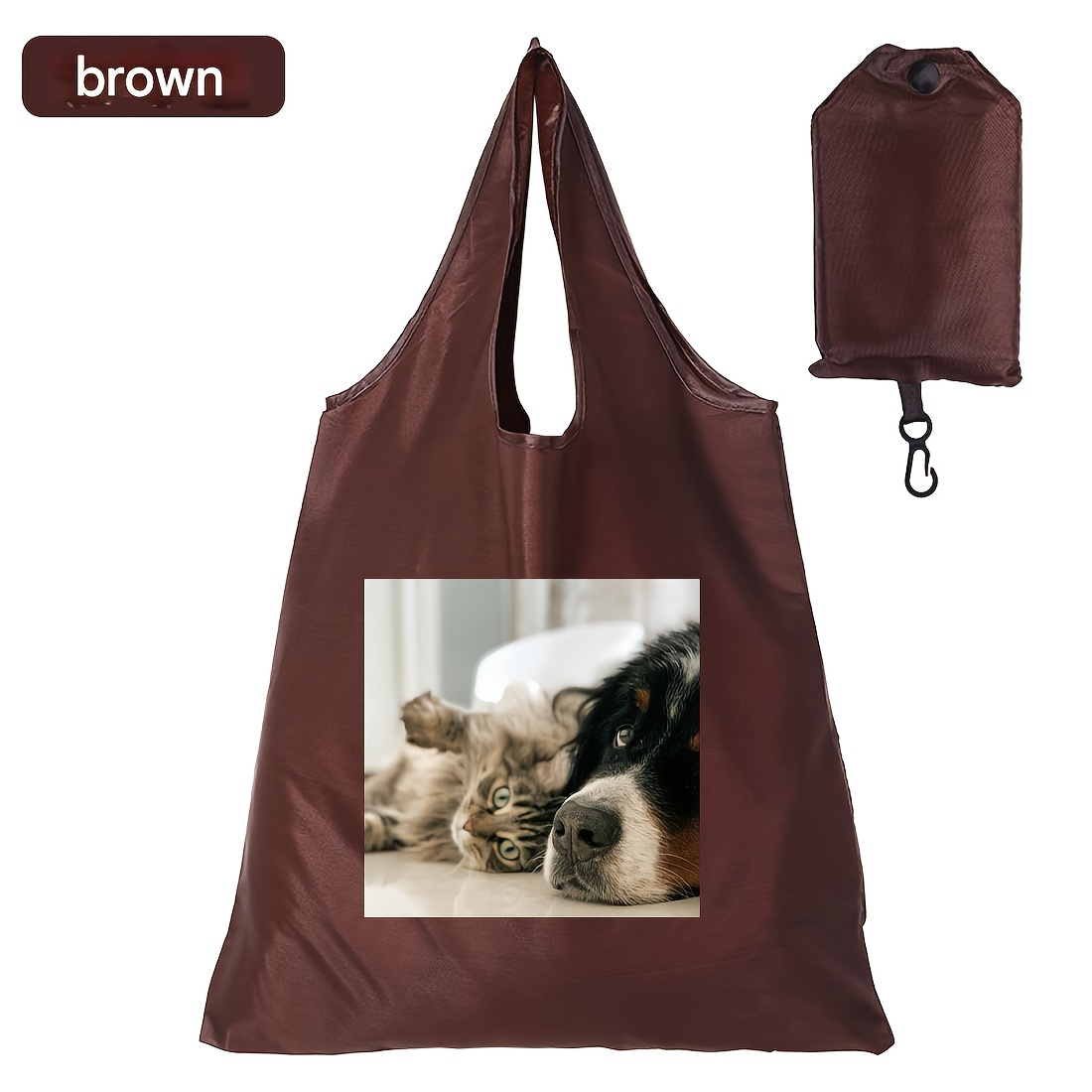 TEMU Customizable Foldable Shopping Tote With Logo. High-quality Oxford Cloth. Portable Shopping Bag. Printable With Text And Patterns. Black With