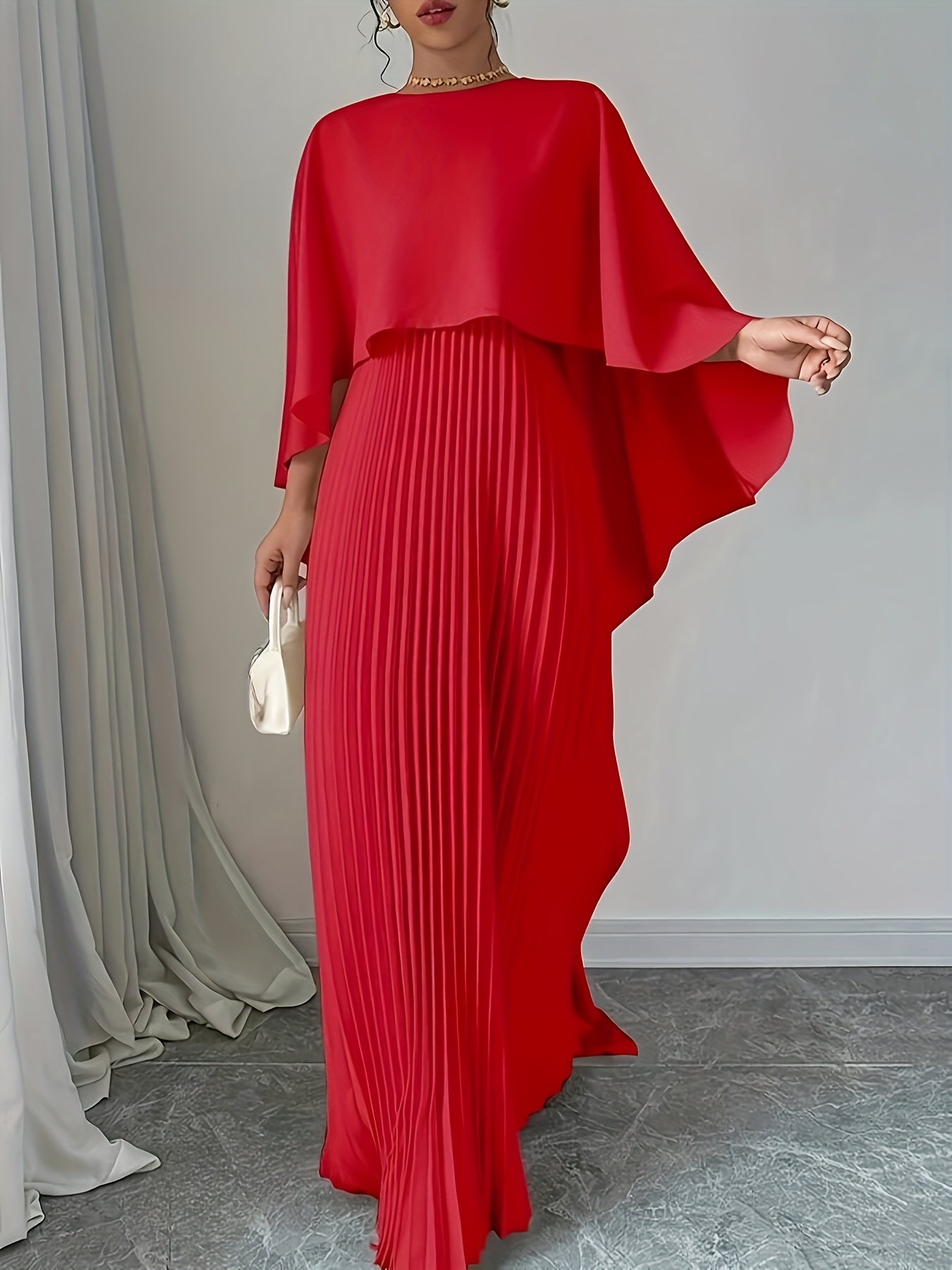 sachin and babi light blue dress GUCCI Belted cape-effect pleated silk-chiffon gown